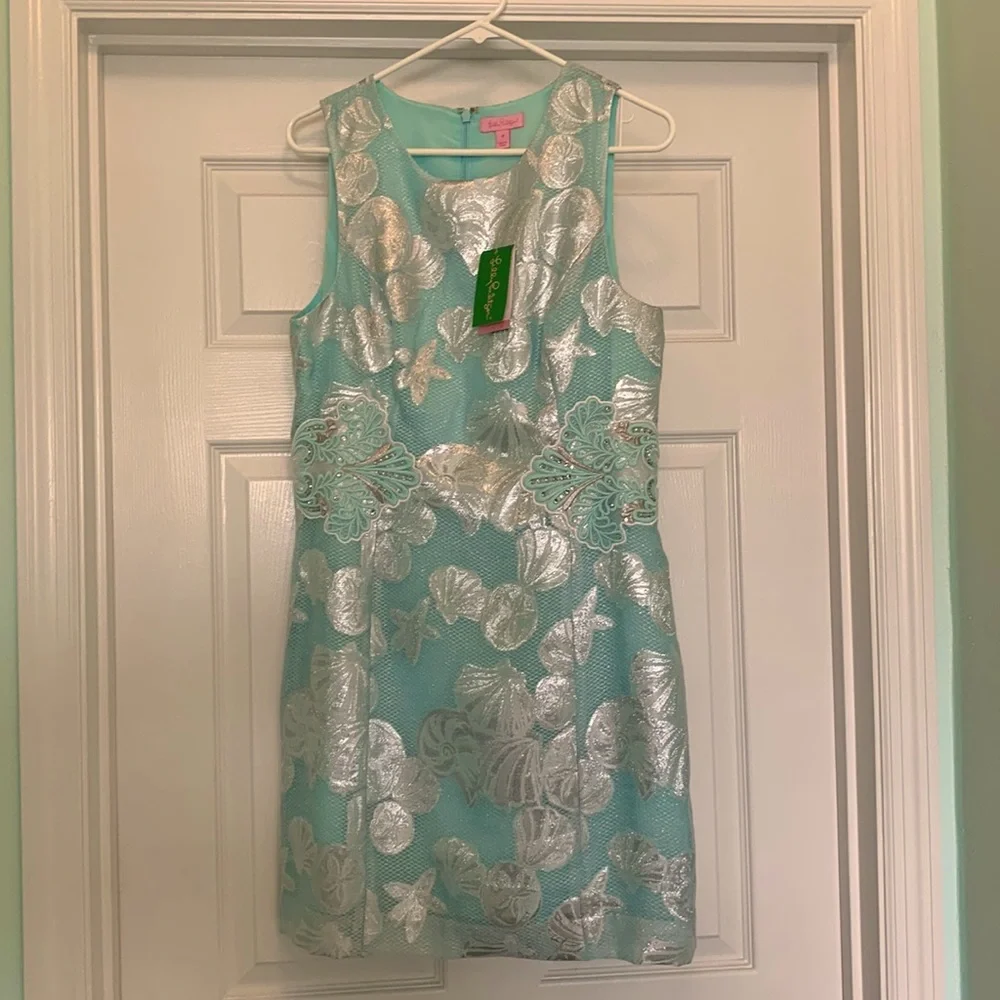 Lilly Pulitzer Aqua and Silver Mini Dress - Picture 1 of 12